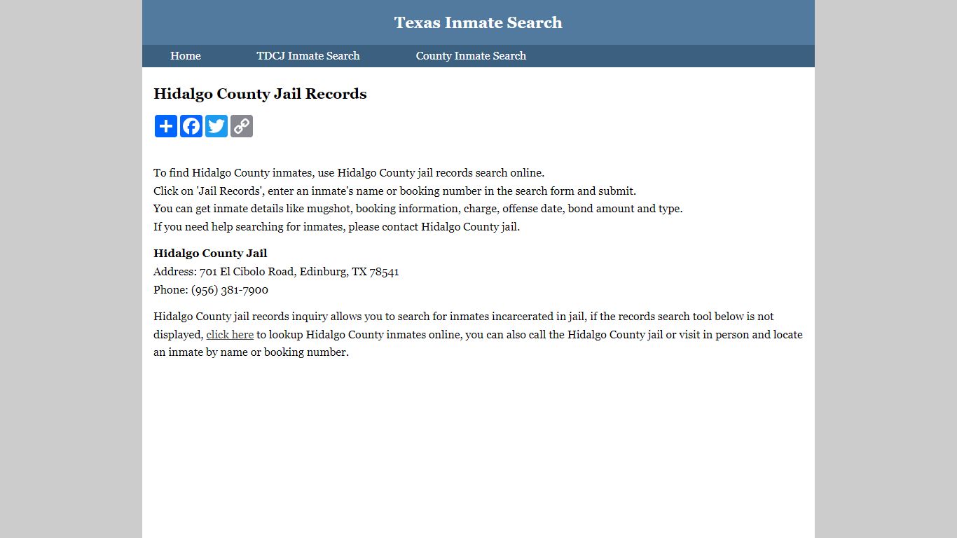 Hidalgo County Jail Records